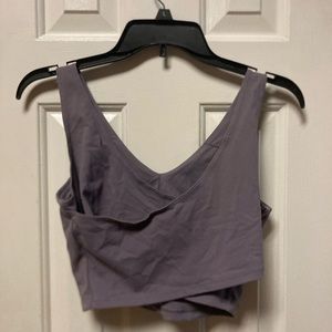 Large, Purple, Crossback, Cropped Athletic Shirt